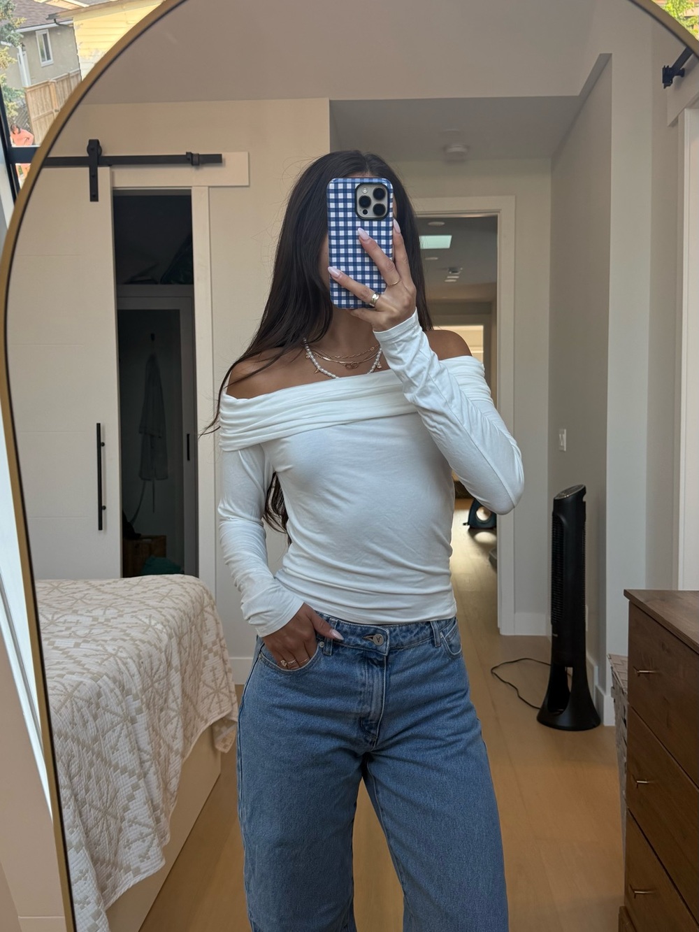 ONLY- Off-Shoulder Long Sleeve Women's Top - White
